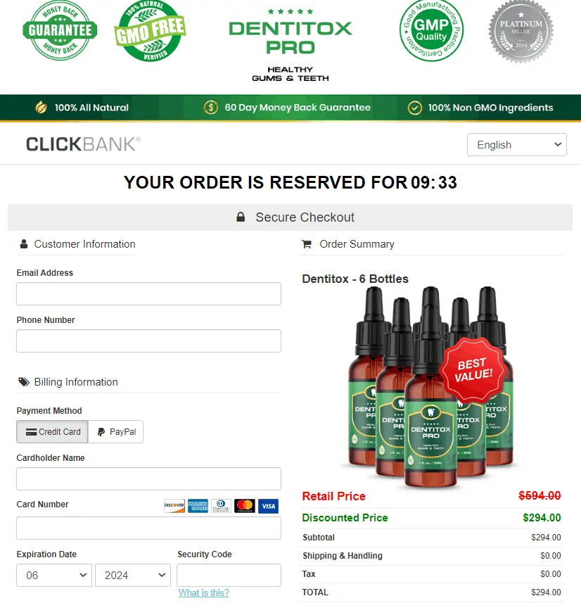  Dentitox Pro Order Form